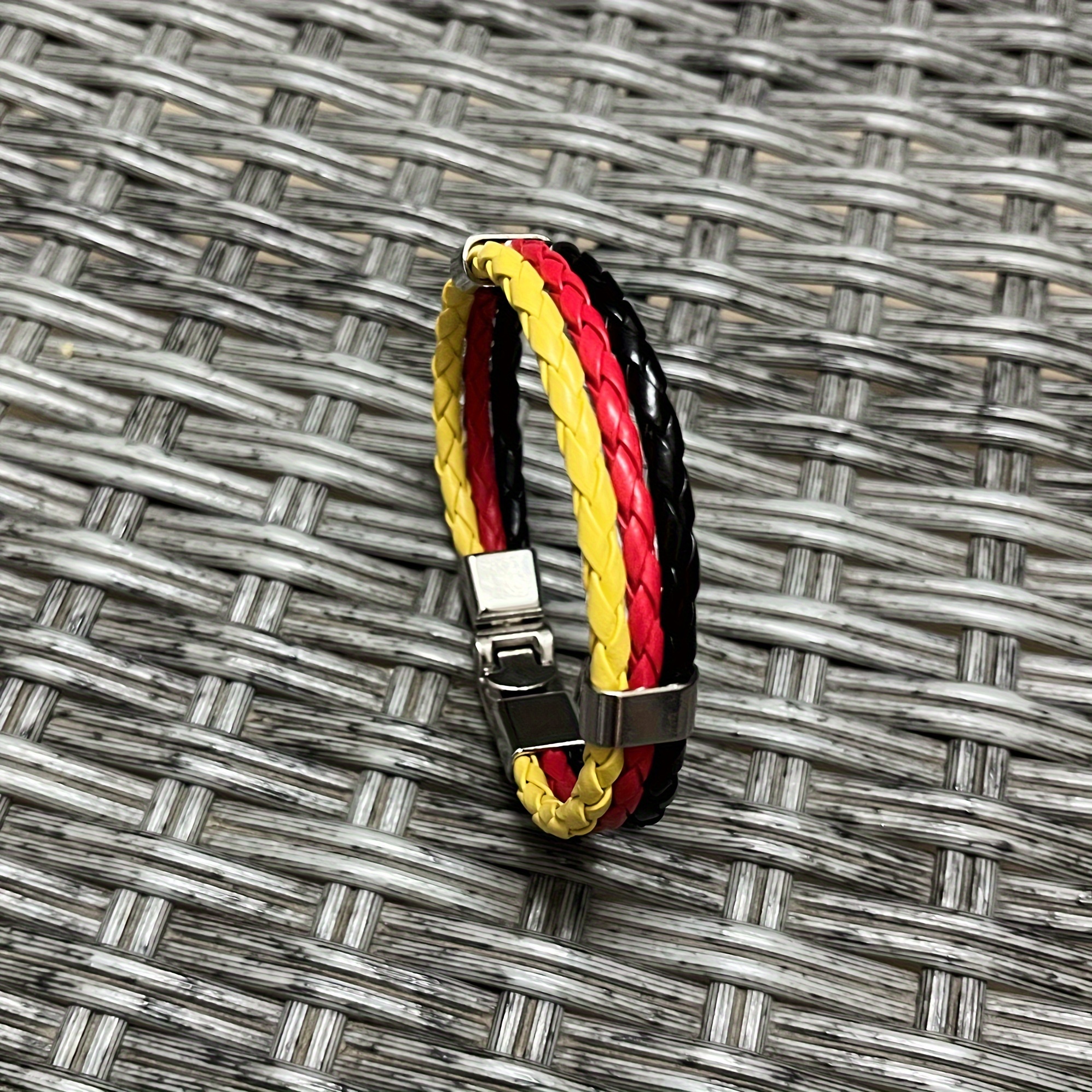 Red/Green Braided Flag Bracelet with Buckle